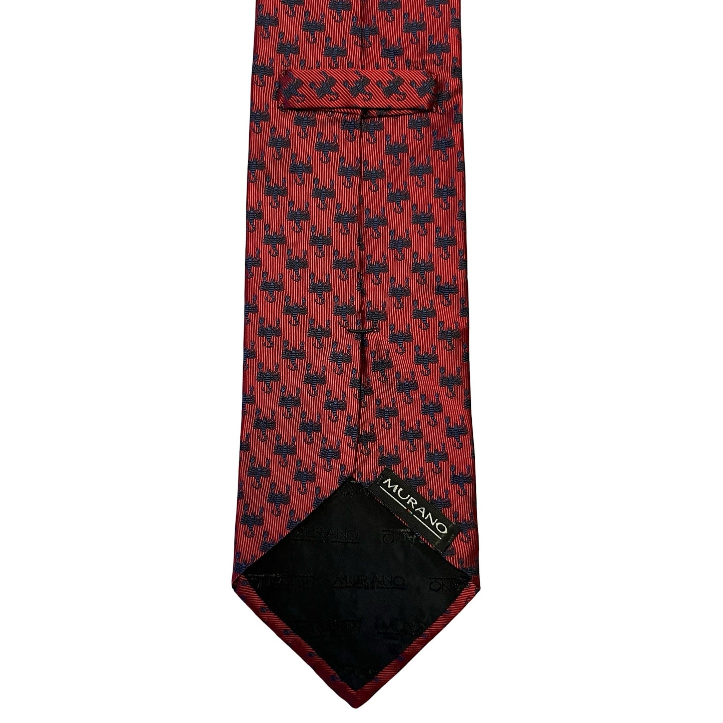 Murano Red Tie Black Scorpion Pattern Textured Designer Necktie Classic Italian Style