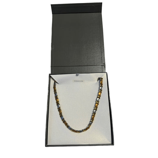 JCM Gold & Silver Heart Necklace Two Tone Stainless Steel 16" Boxed