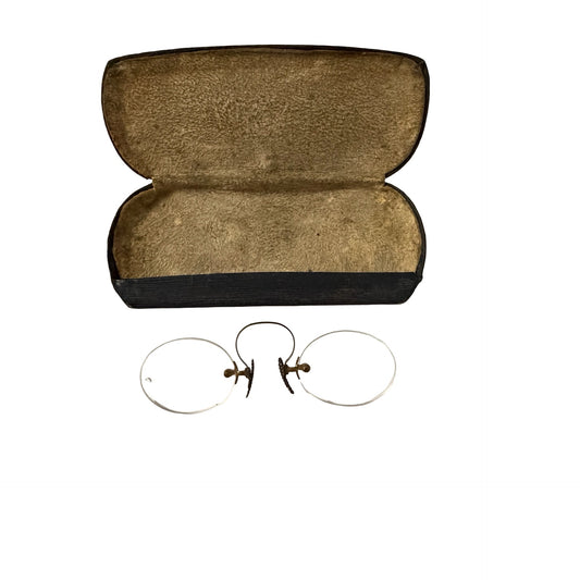 Antique 1910s F.G. Nordstrom Jamestown NY Rimless Pince Nez Eyeglasses Case