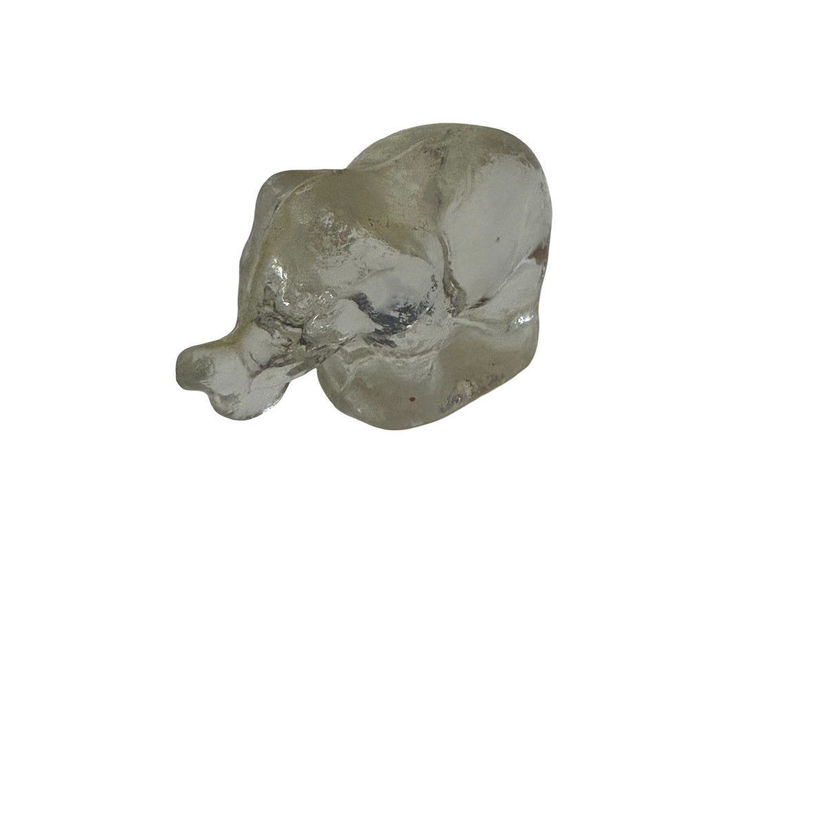 Vintage Clear Glass Resting Elephant Figurine Paperweight 2.75 Inch