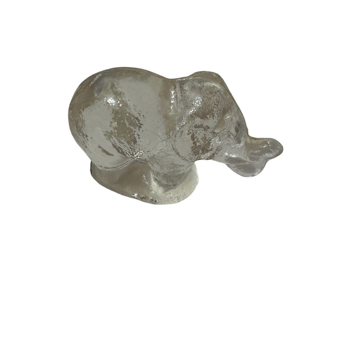Vintage Clear Glass Resting Elephant Figurine Paperweight 2.75 Inch