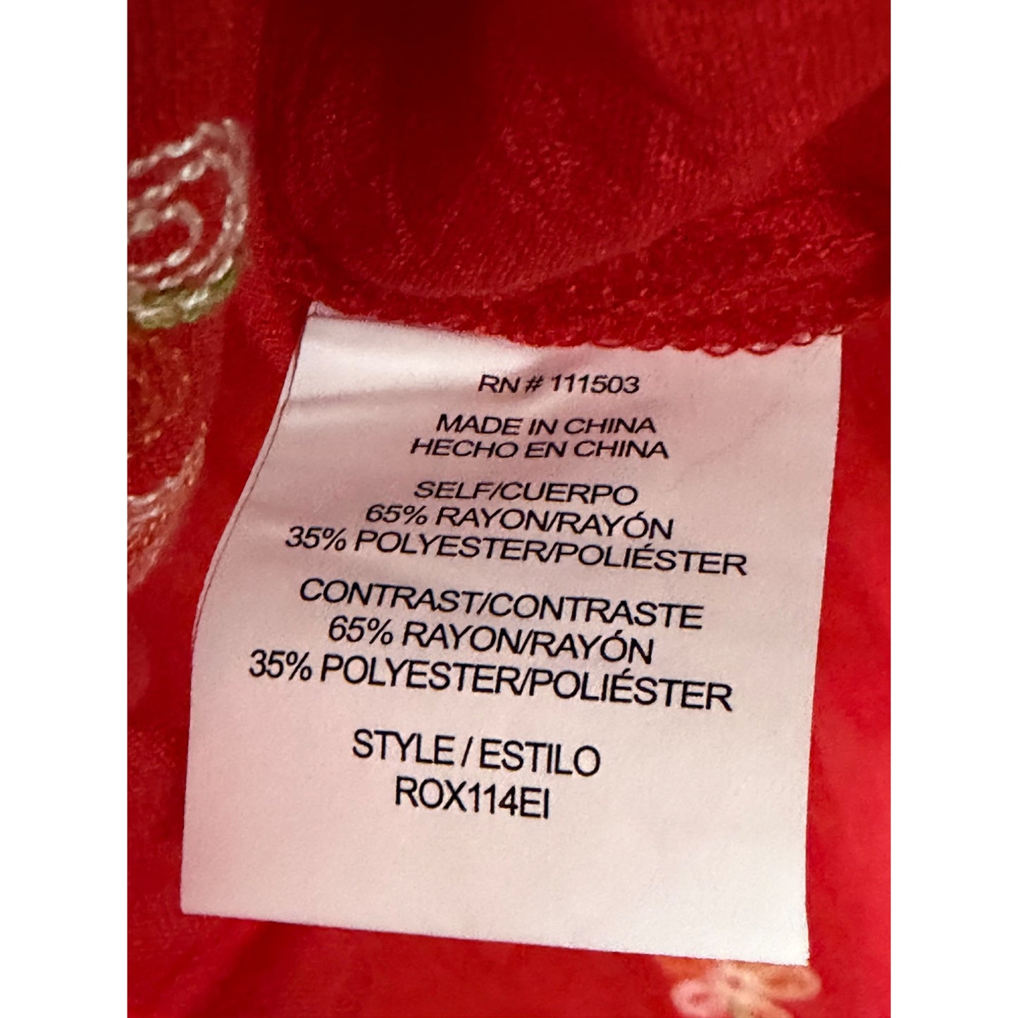 Fig and Flower Women’s Large Red Embroidered Boho Blouse Floral Roll Tab Sleeves