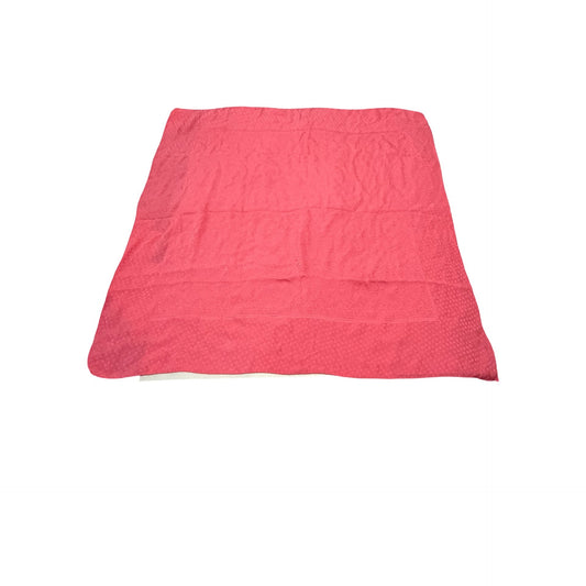 Vintage Honey 100% Silk Coral Pink Floral Jacquard Square Scarf Made in Japan 30x30