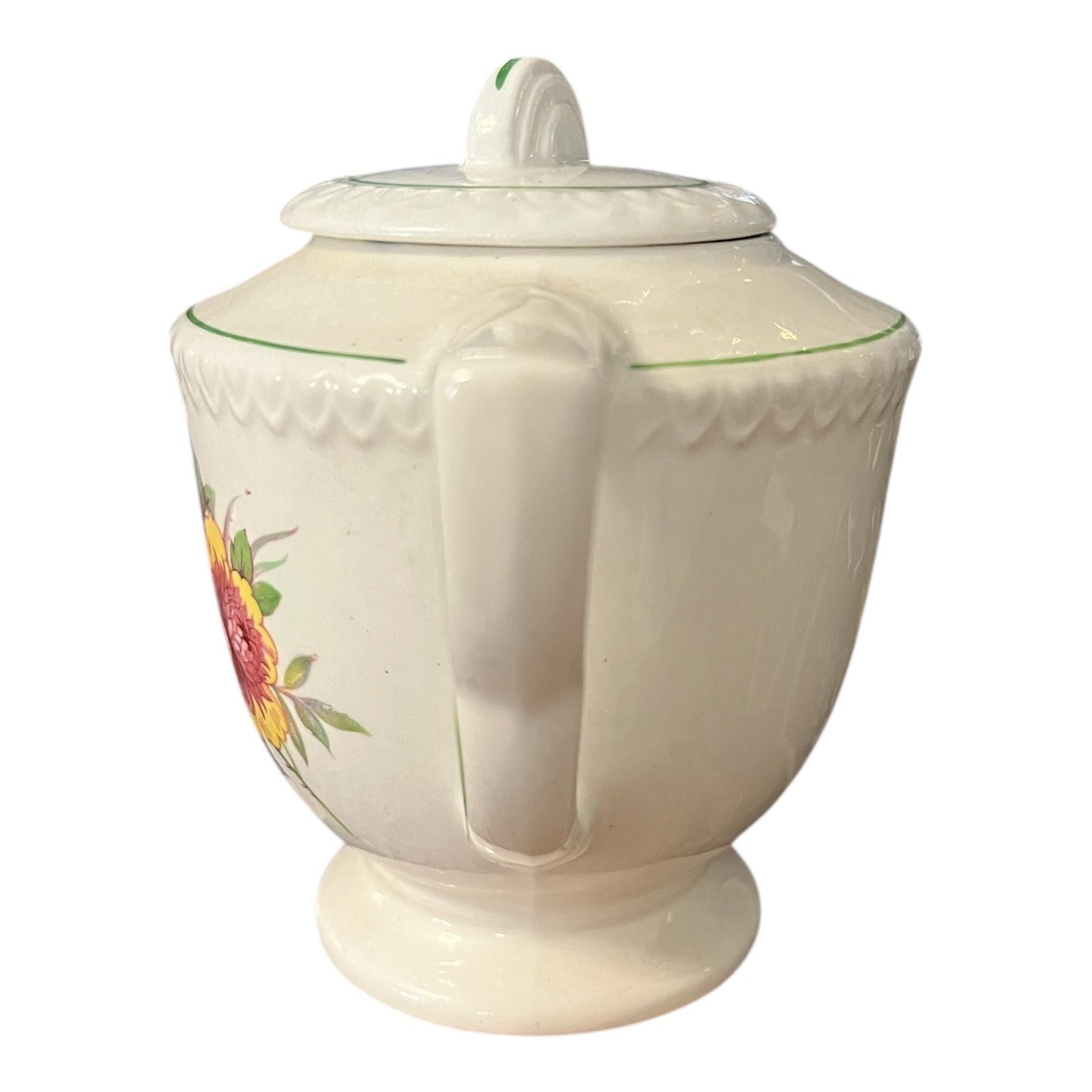 Vintage Floral Teapot Made in England Embossed Ceramic Tea Pot Cottage Style