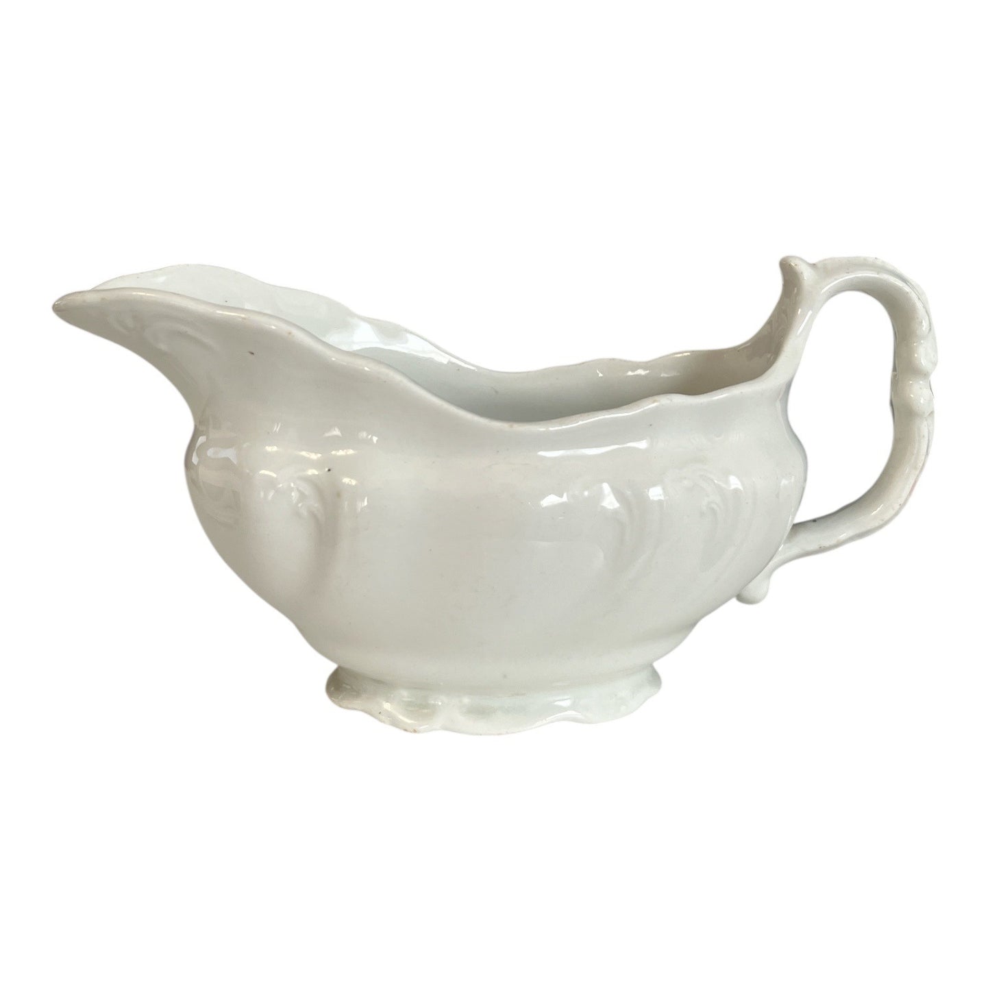 VTG Hanley England Semi Porcelain White Gravy Boat Ironstone Style