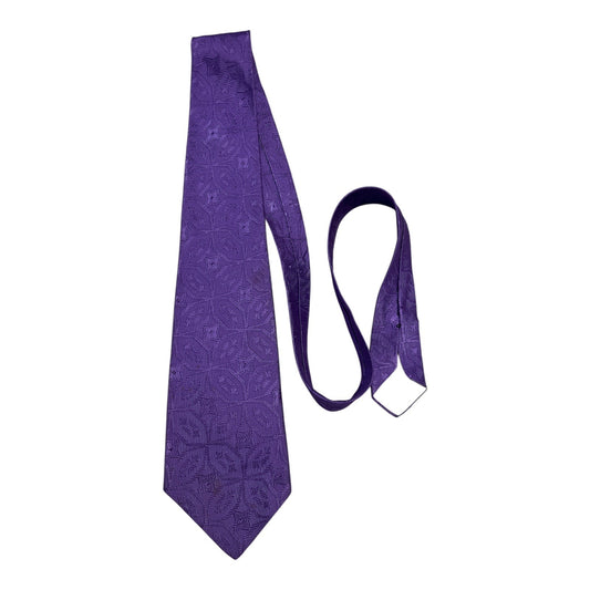 Vintage Grants Menswear Purple Necktie – Geometric Pattern – 53” – 100% Acetate