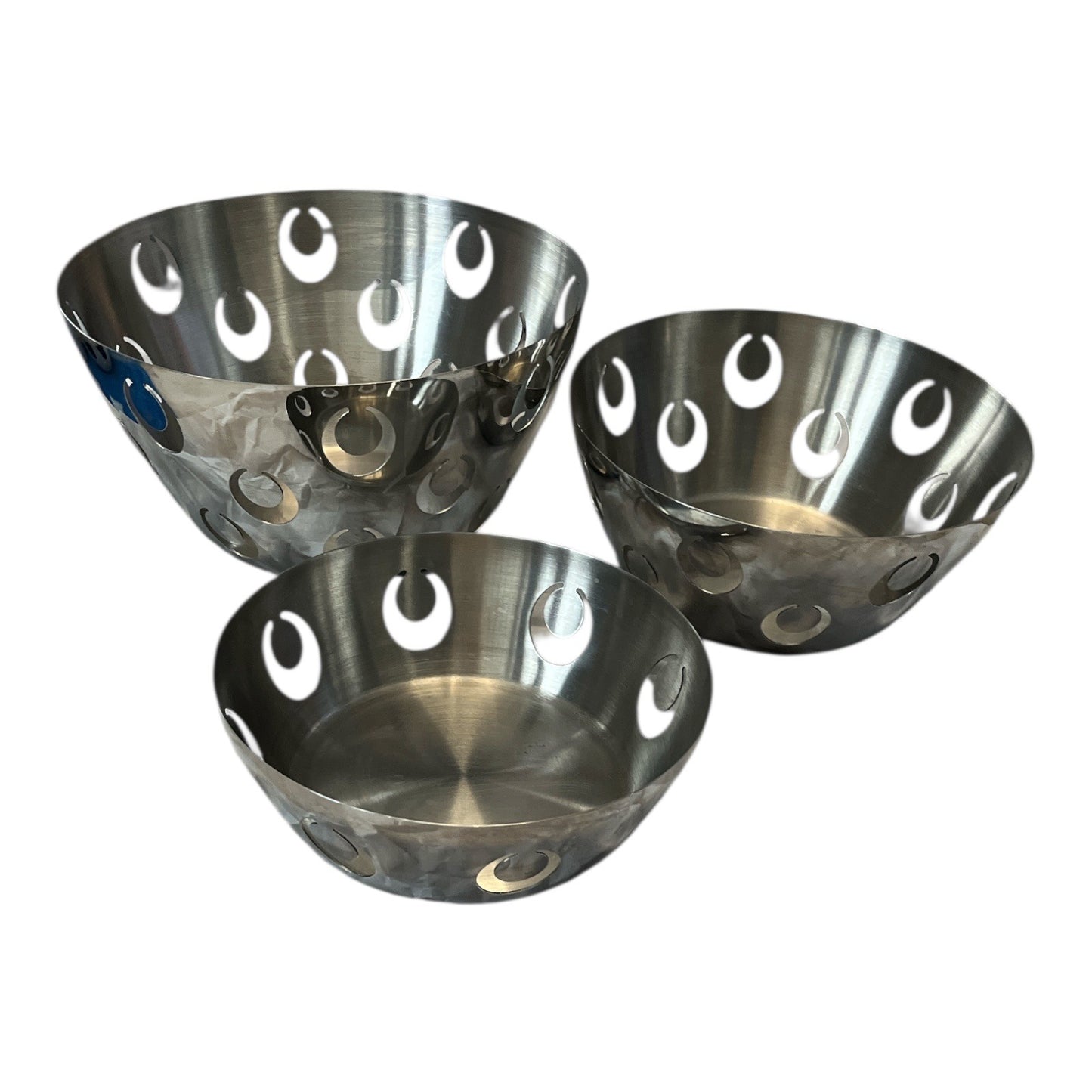 BergHOFF Edelstahl 18/10 Stainless Steel Bowl Set – Set of 3 Decorative Perforated Bowls