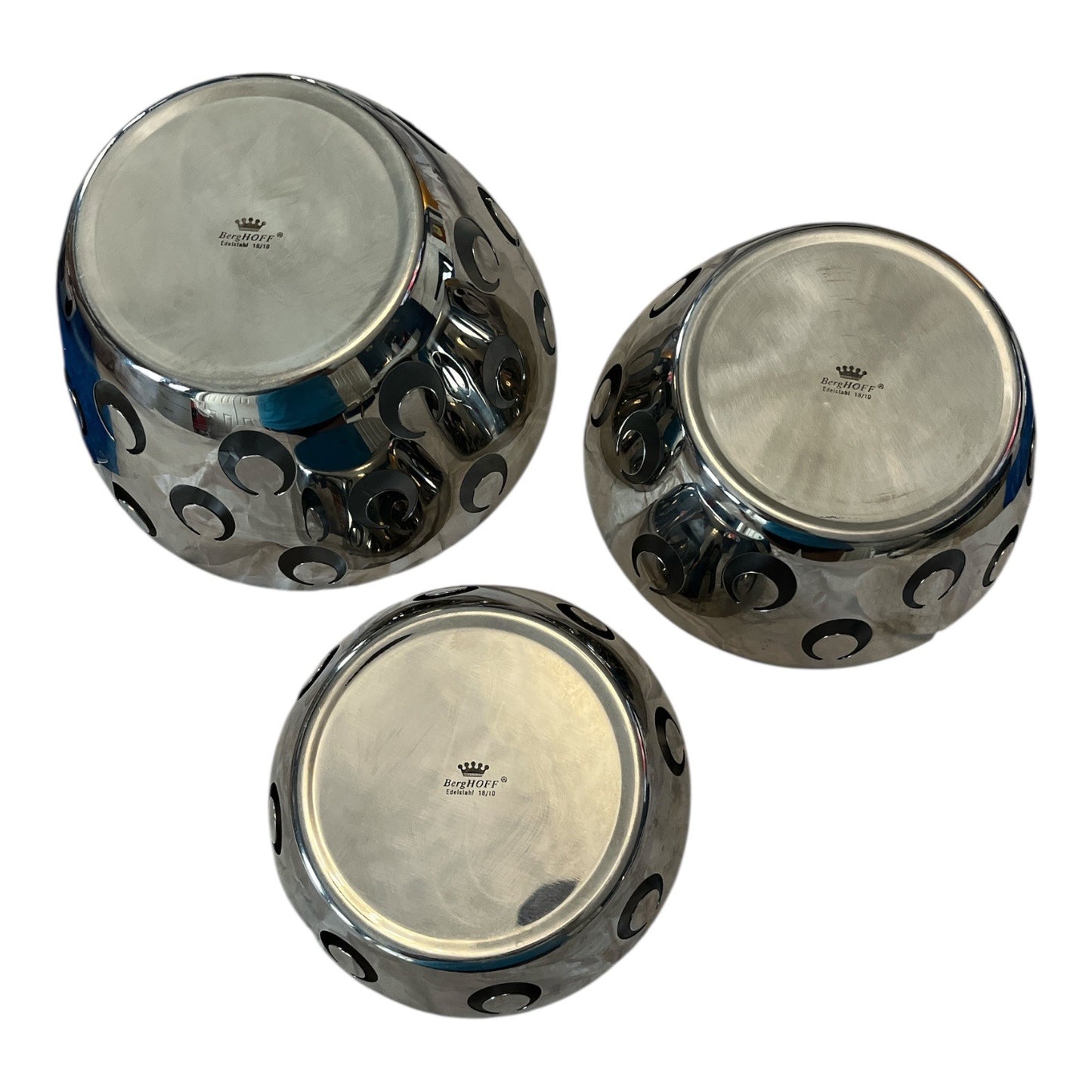BergHOFF Edelstahl 18/10 Stainless Steel Bowl Set – Set of 3 Decorative Perforated Bowls