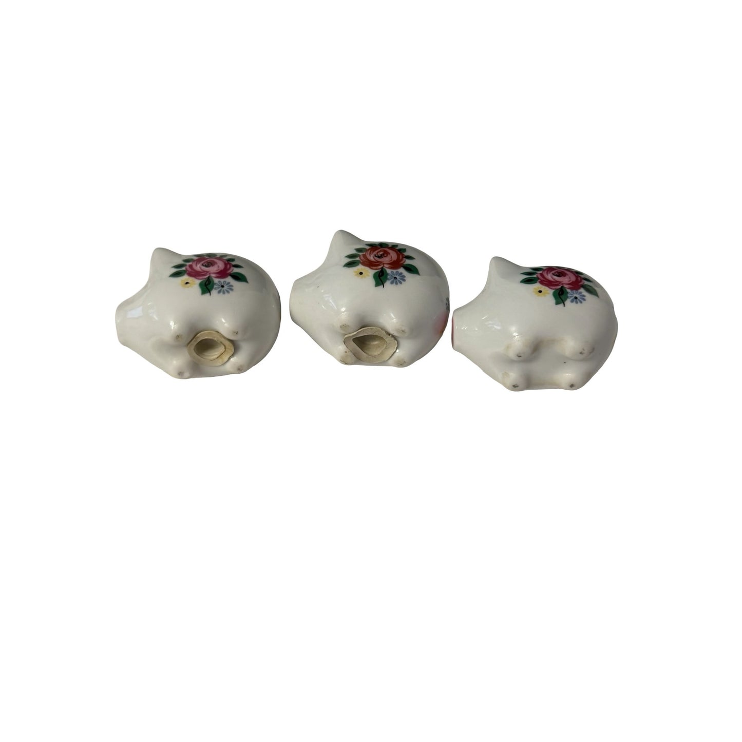 Vintage Pig Salt Pepper Shakers Toothpick Holder Set Floral Ceramic Taiwan