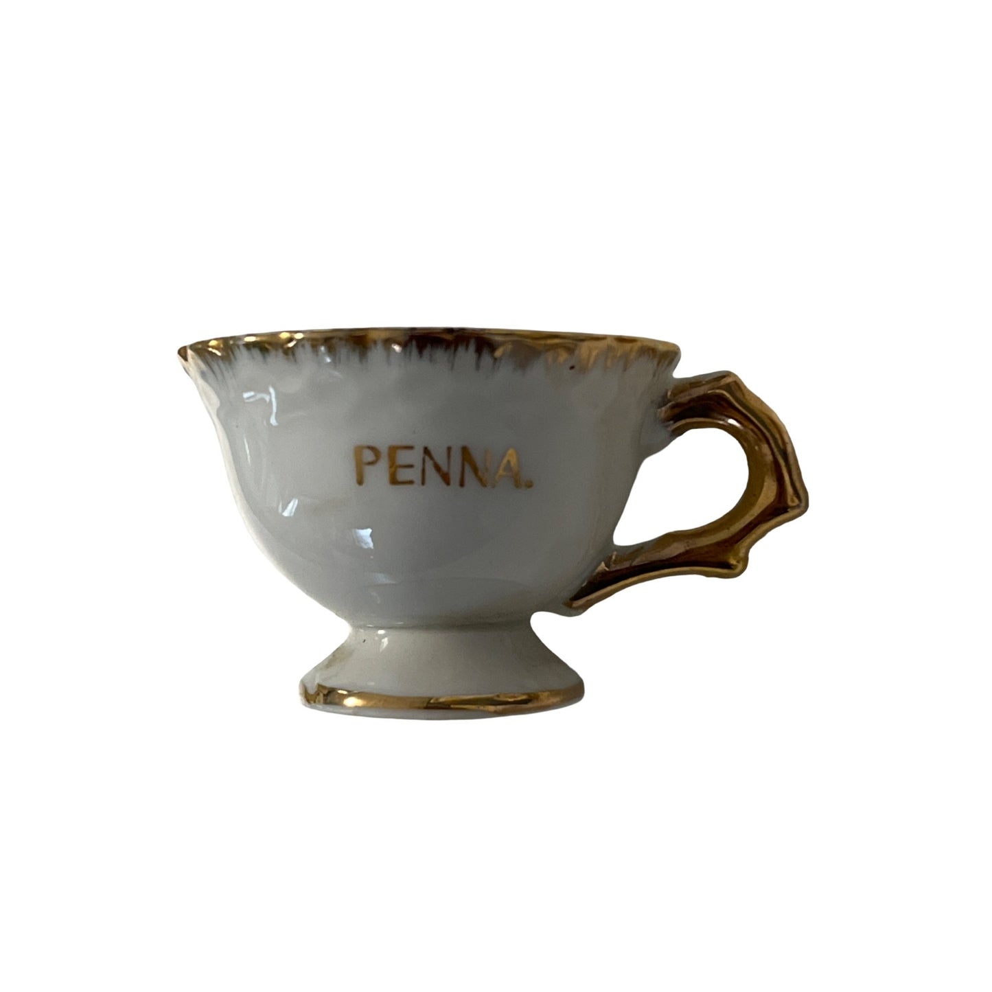 Vintage Pennsylvania Dutch Country Demitasse Cup & Saucer Set Japan Gold Trim Mini Souvenir