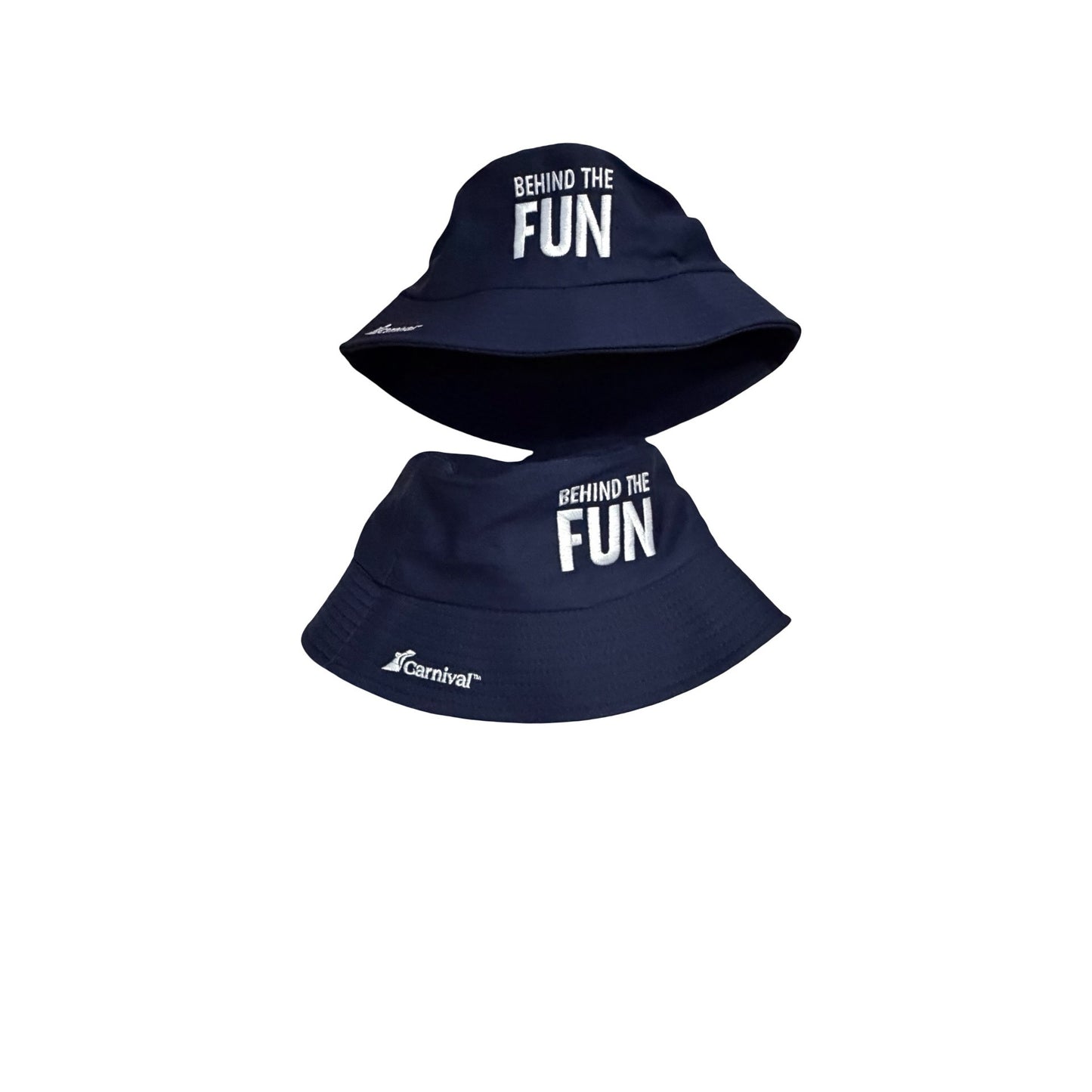 Carnival Cruise Behind the Fun Bucket Hats Set of 2 Navy Blue Embroidered 24 Inch