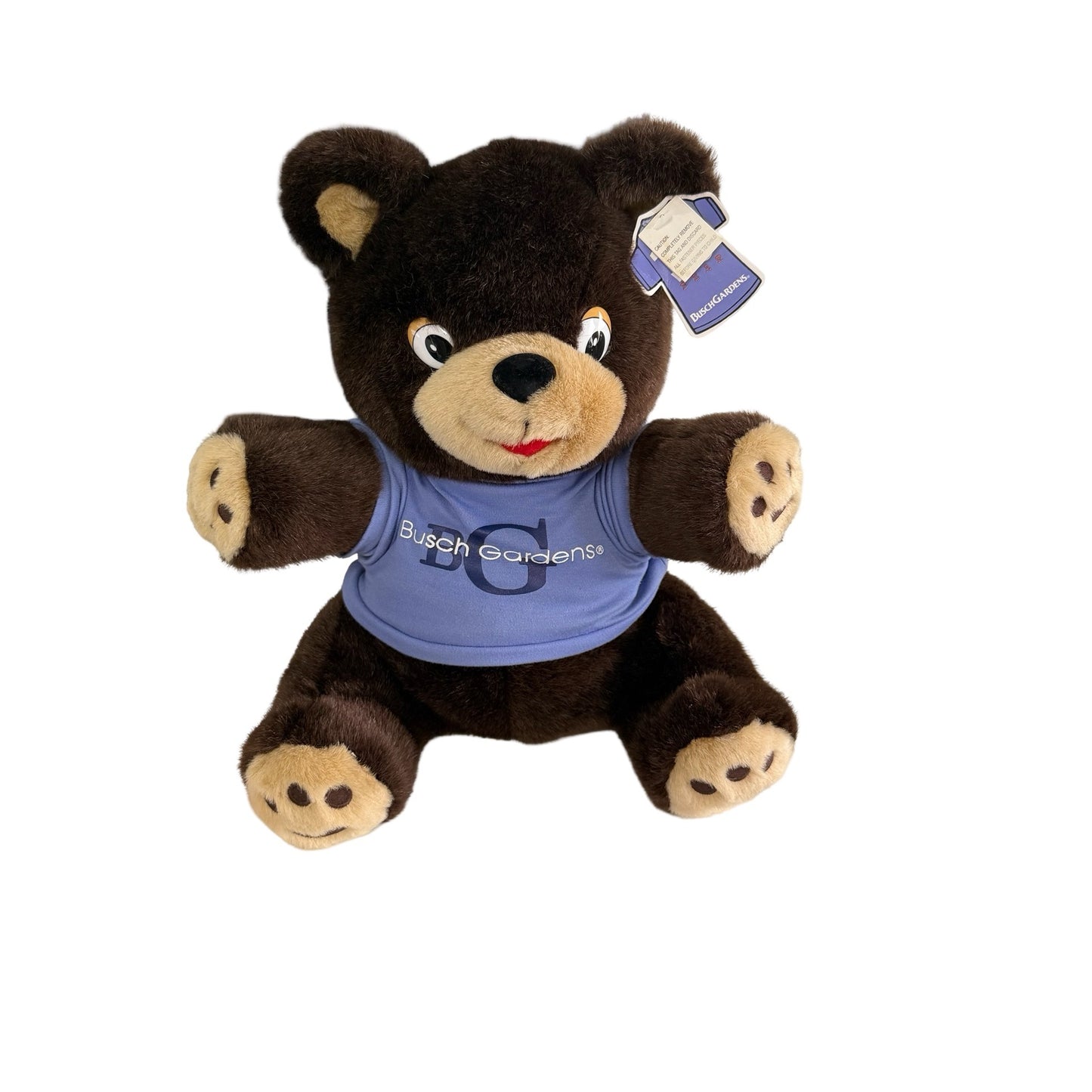 Vintage Busch Gardens BG Bear Plush Teddy Bear 14” Brown Stuffed Animal w Tag