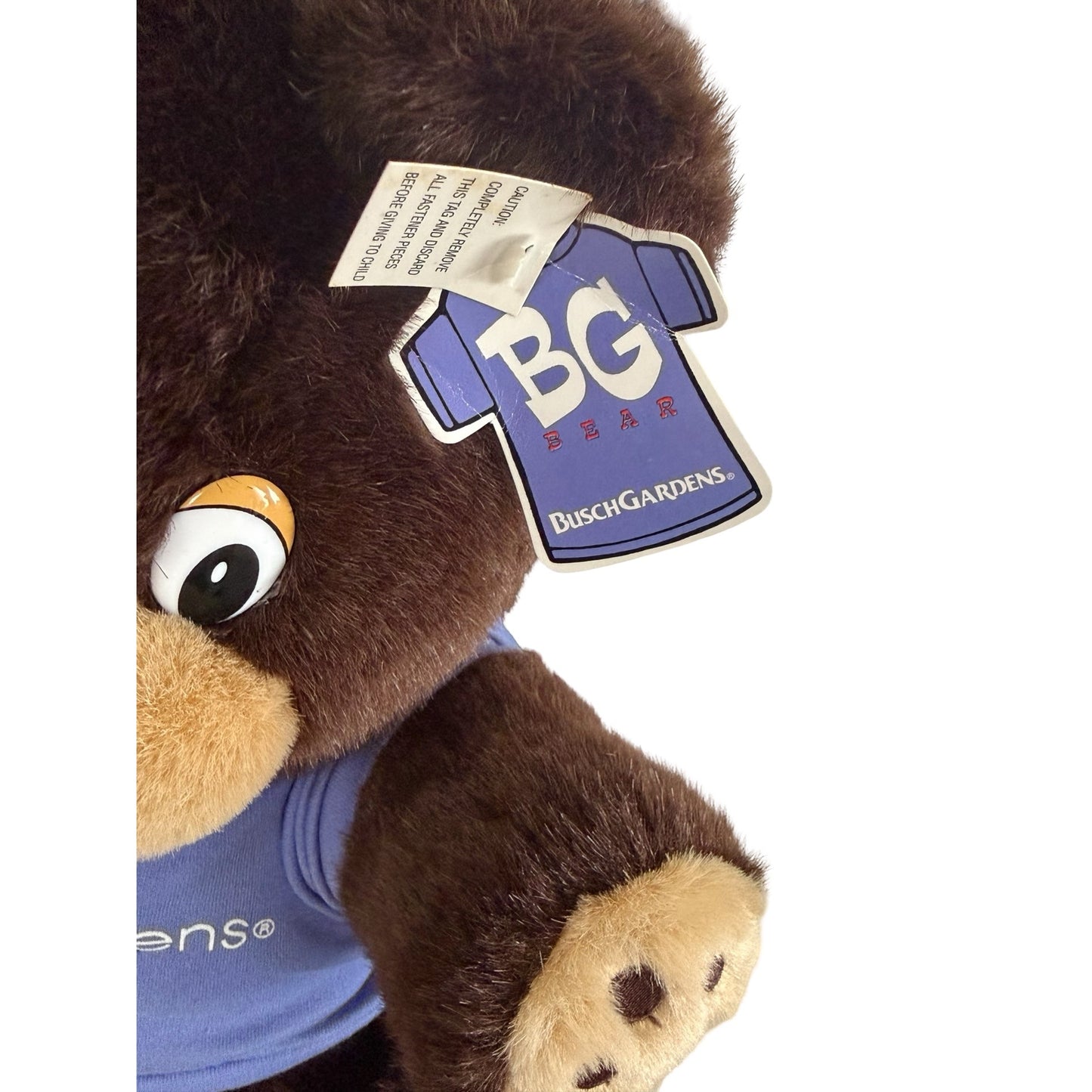 Vintage Busch Gardens BG Bear Plush Teddy Bear 14” Brown Stuffed Animal w Tag