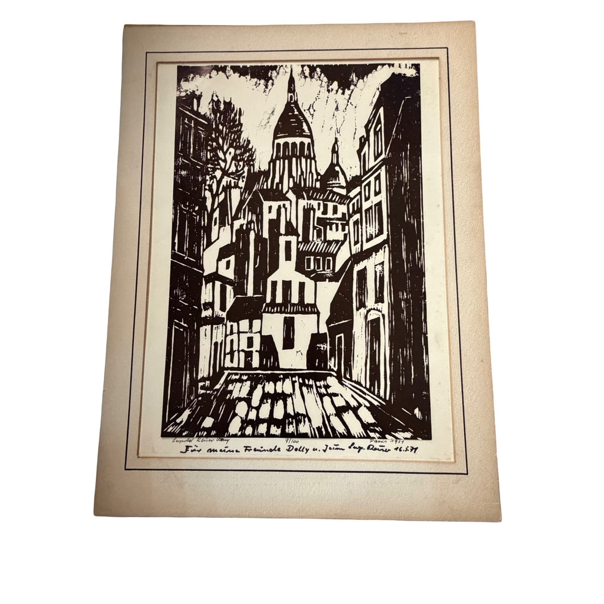 Leopold Reiser Vaney 1971 Paris Montmartre Signed Limited Edition Woodcut