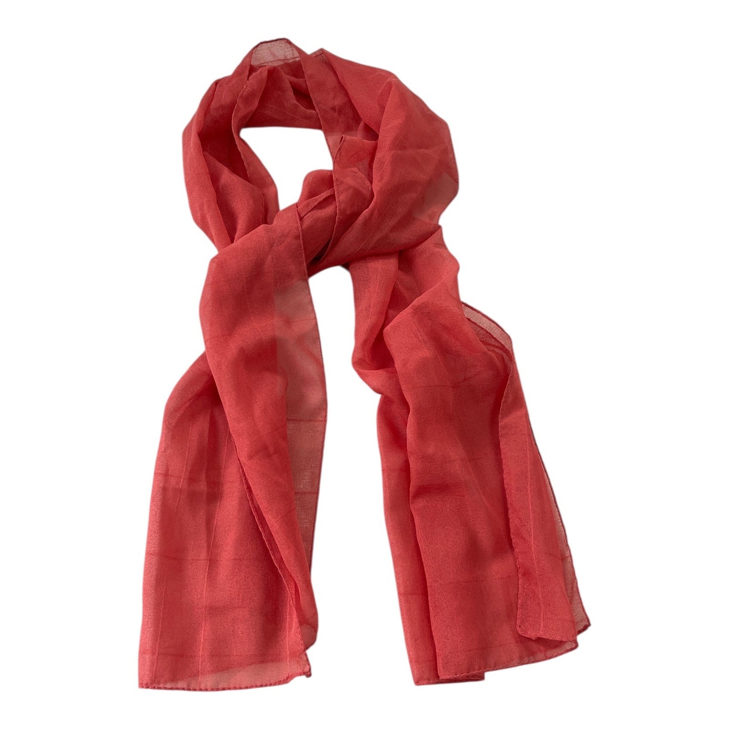 Vintage Sheer Coral Scarf Made in Italy Lightweight Polyester Wrap Y2K Era