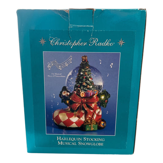 Christopher Radko Harlequin Stocking Musical Snowglobe – 2006 – O Tannenbaum – With Box