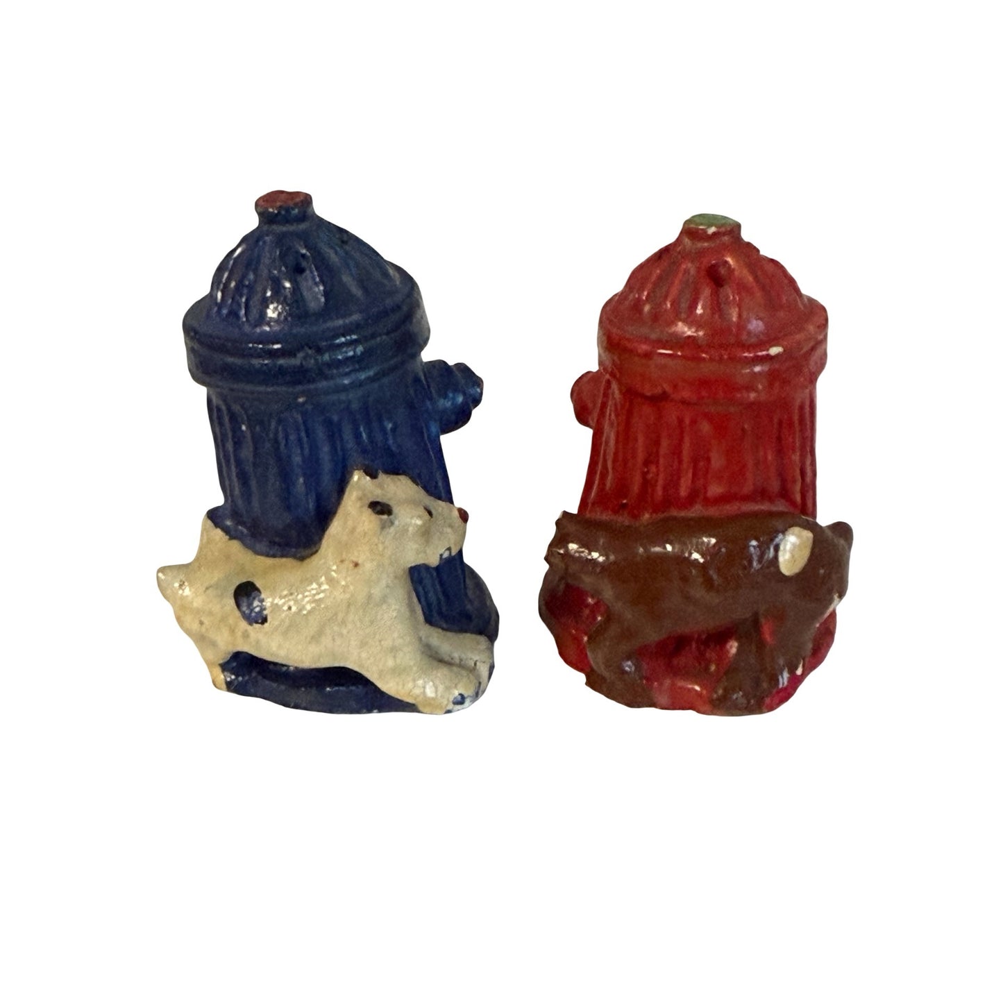 Vintage Fire Hydrant Salt and Pepper Shakers Dog Bear Figurines Japan Ceramic Set
