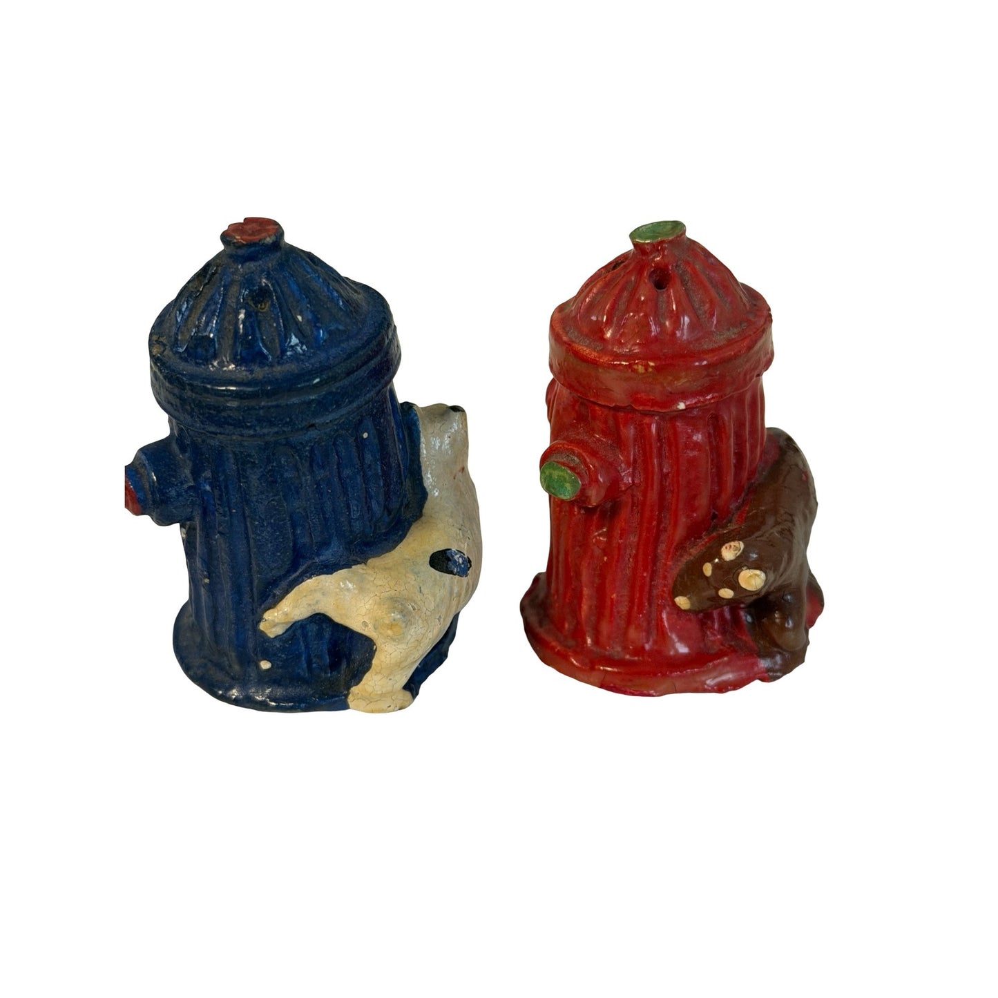 Vintage Fire Hydrant Salt and Pepper Shakers Dog Bear Figurines Japan Ceramic Set