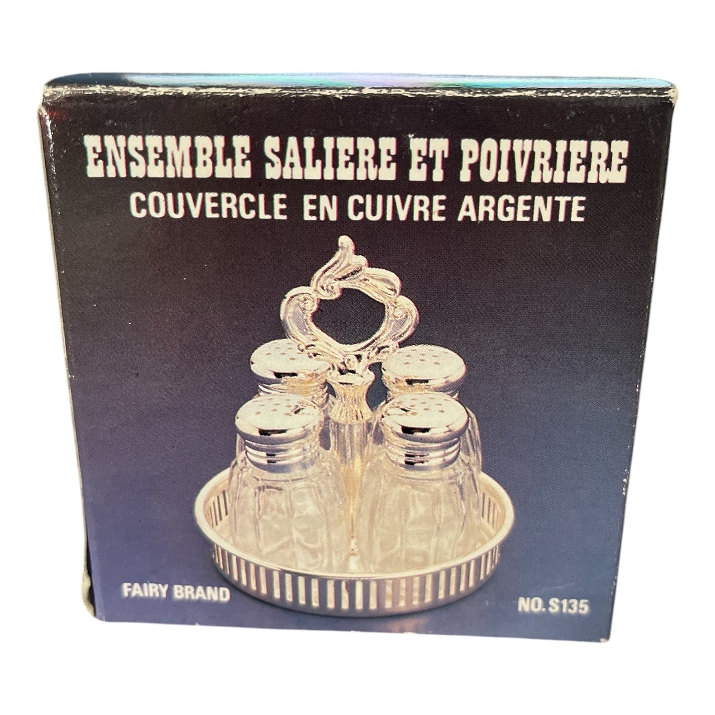 Vintage Star Salt & Pepper Shaker Set With Silver-Plated Lids In Holder