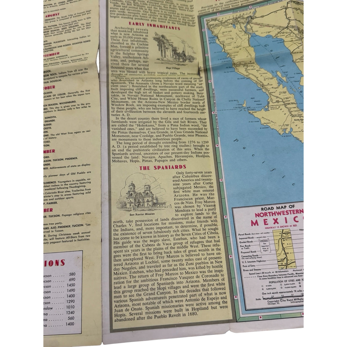 1956 Arizona State Highway Commission Road Map Rand McNally Route 66 Vintage