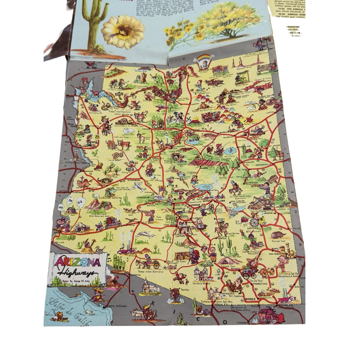 1956 Arizona State Highway Commission Road Map Rand McNally Route 66 Vintage