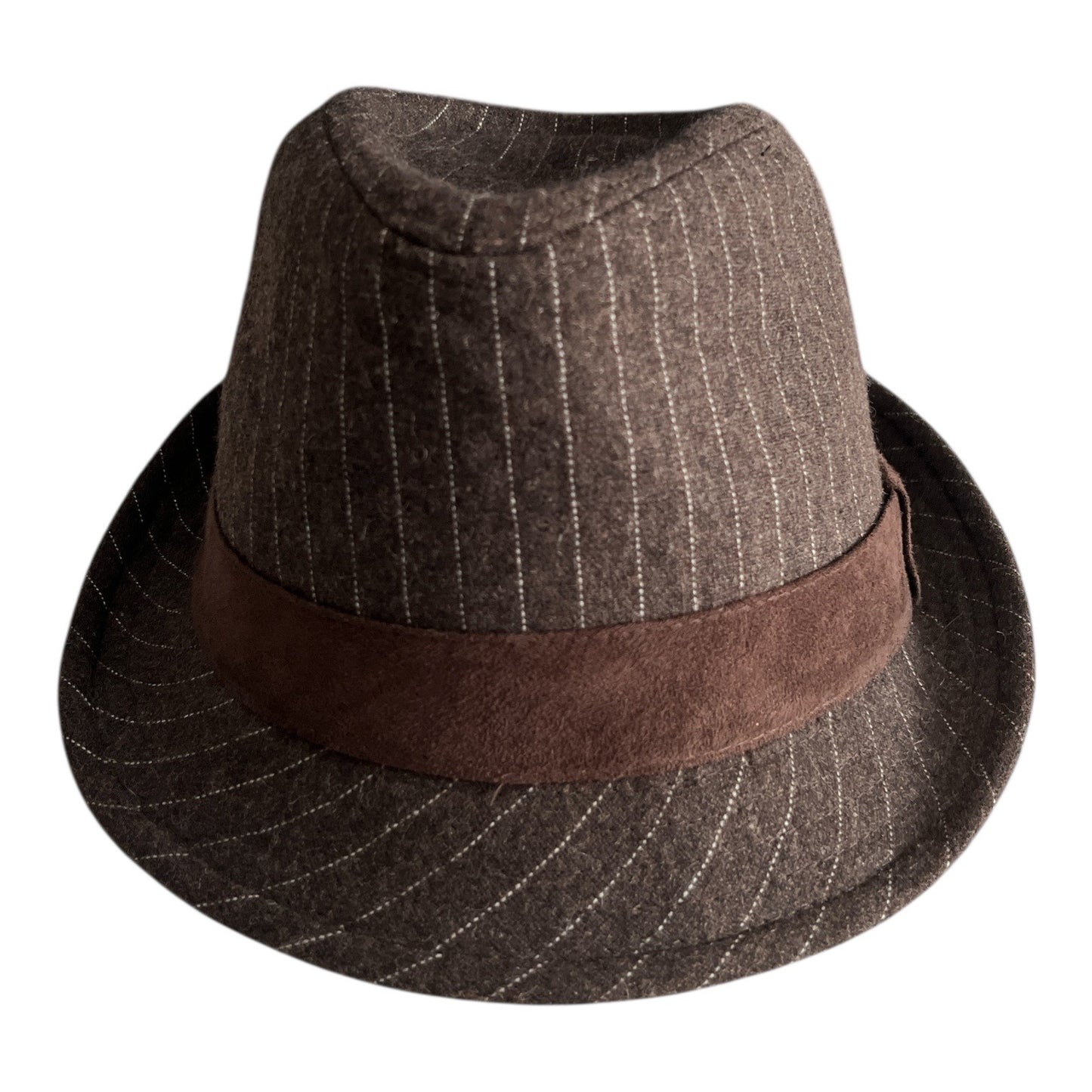 Granule by Concept 1 Brown Pinstripe Fedora Hat – Wool Blend Classic Style Y2K