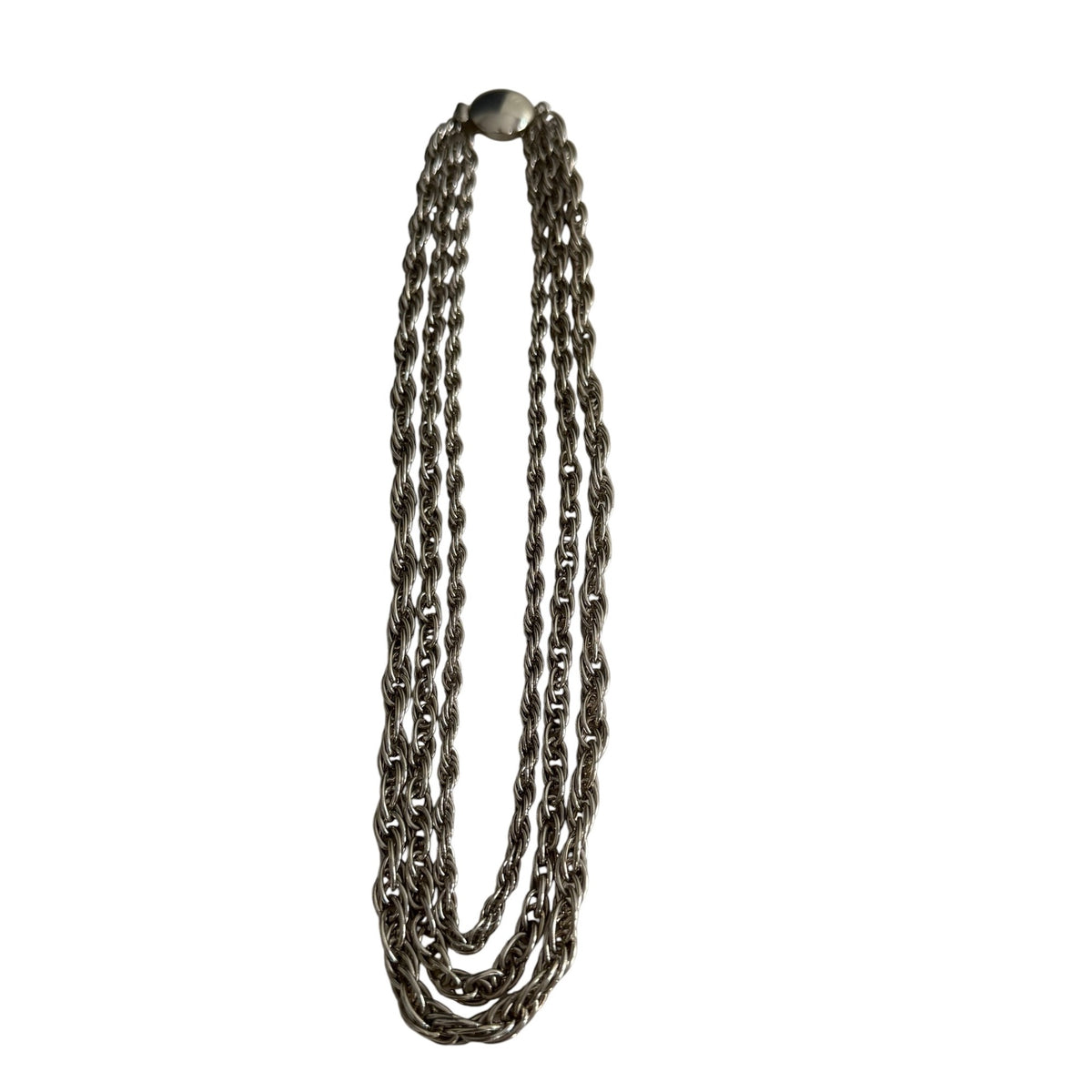 Vintage Y2K Three Strand Mixed Chain Necklace Silver Tone 16"