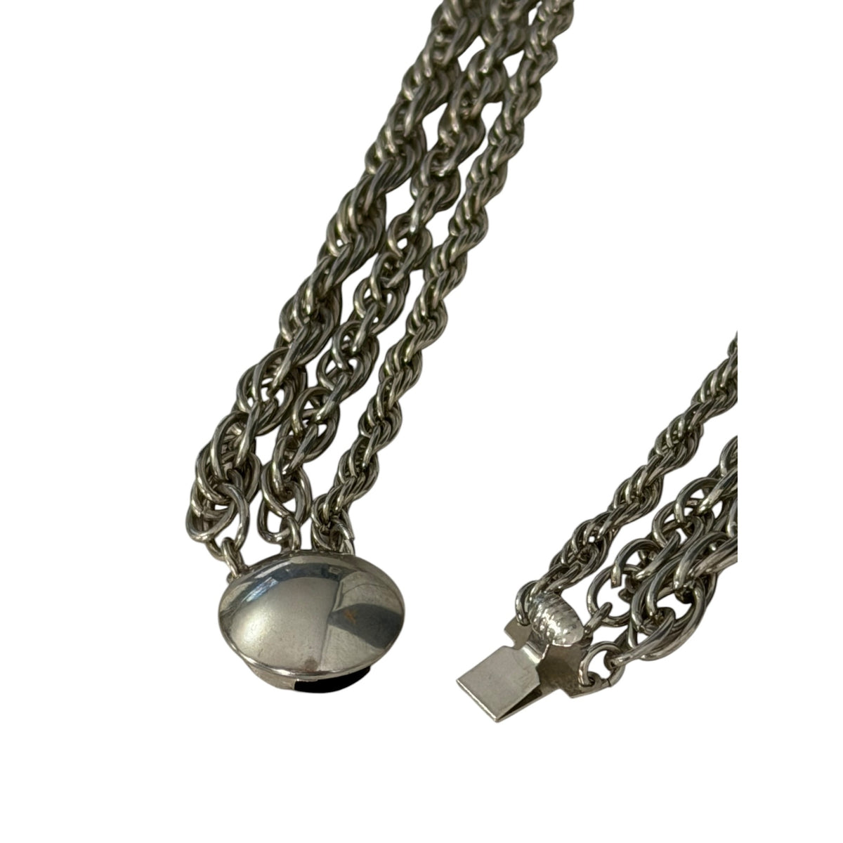 Vintage Y2K Three Strand Mixed Chain Necklace Silver Tone 16"