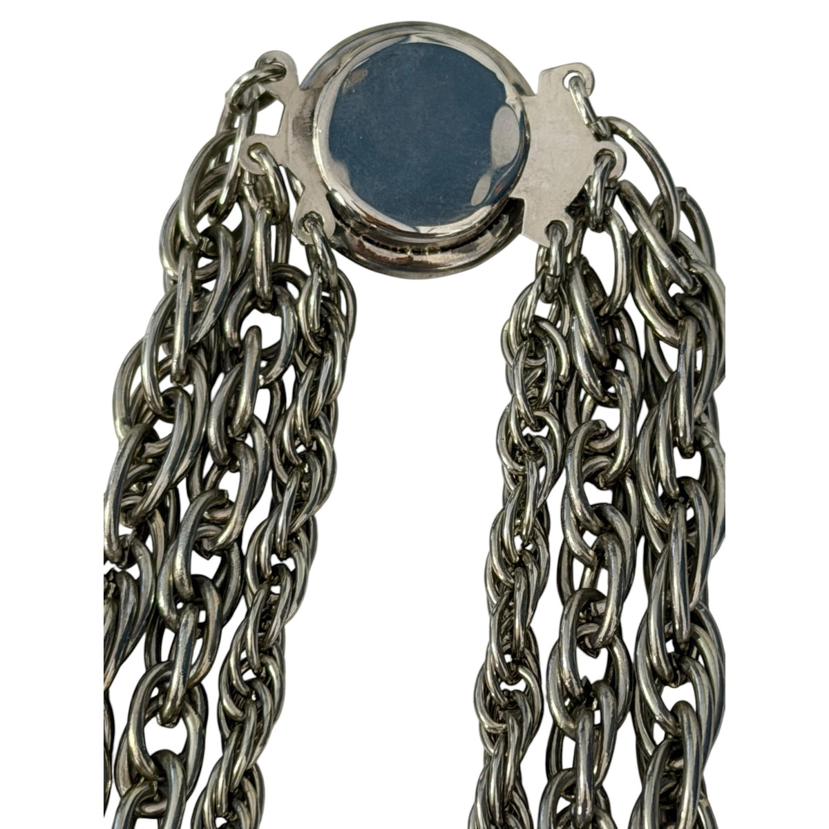 Vintage Y2K Three Strand Mixed Chain Necklace Silver Tone 16"