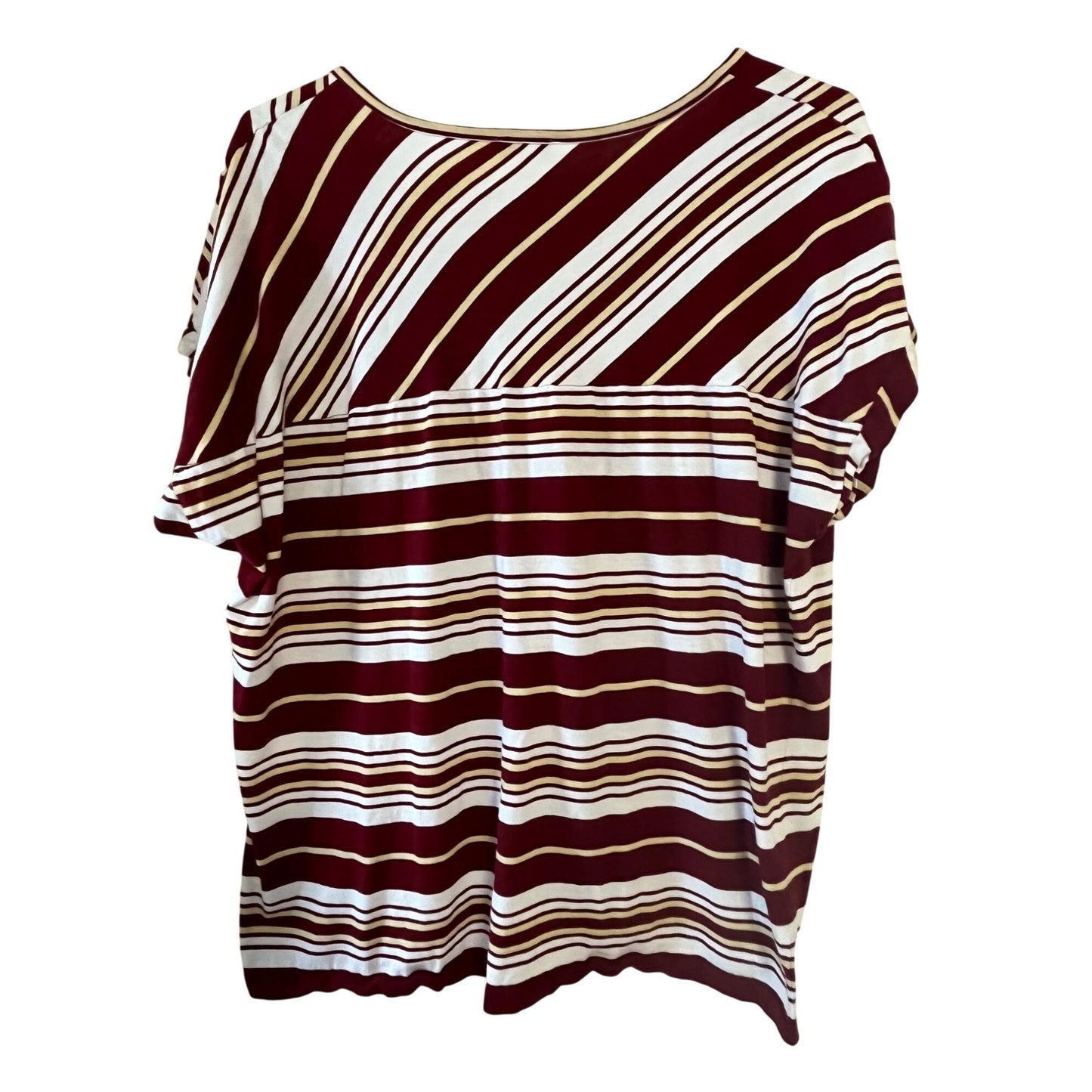 Florida State Seminoles Women’s 1X Striped V-Neck Shirt FSU Logo Cotton Top