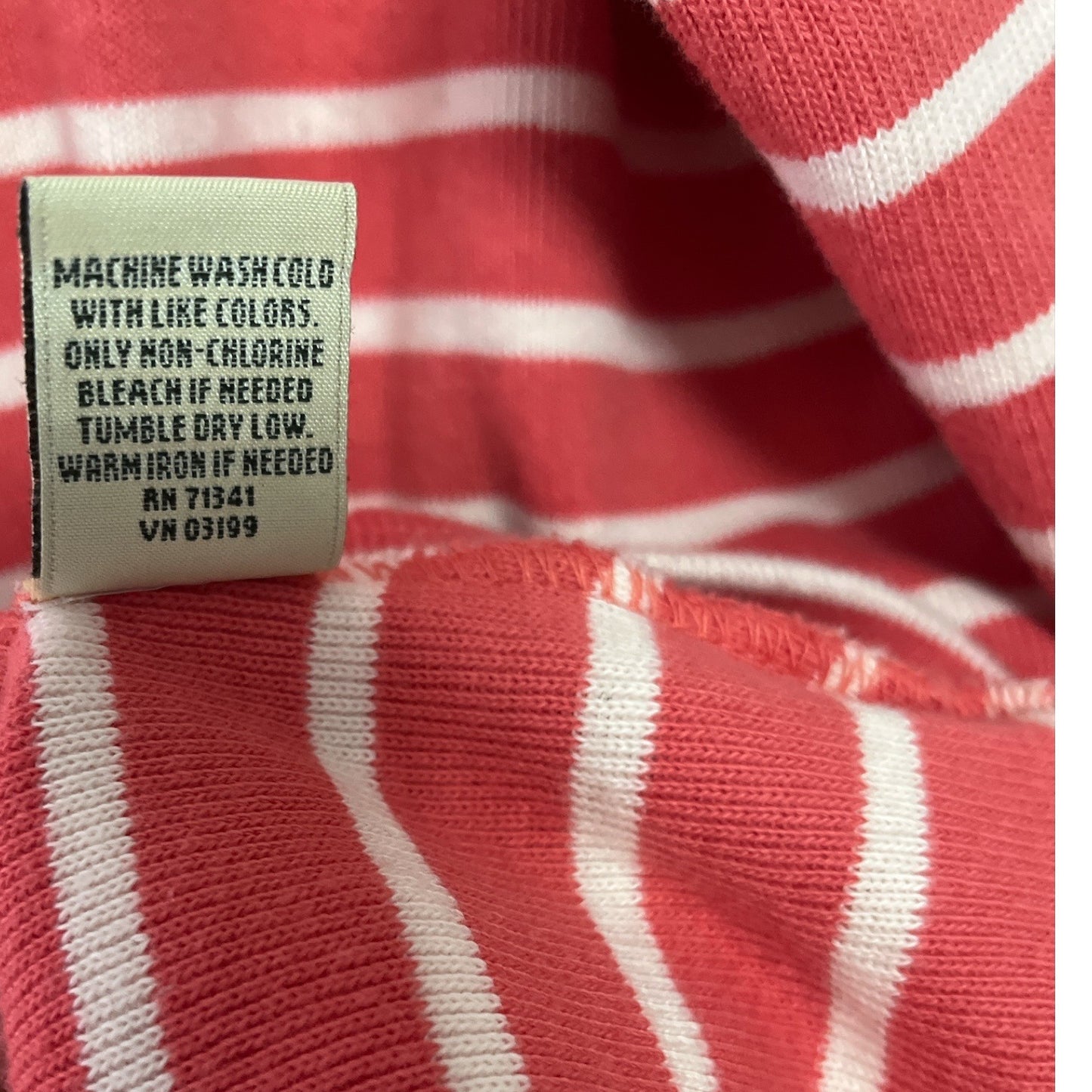 L.L. Bean Women’s Size L Long-Sleeve Boatneck Tee – Deep Coral Stripe