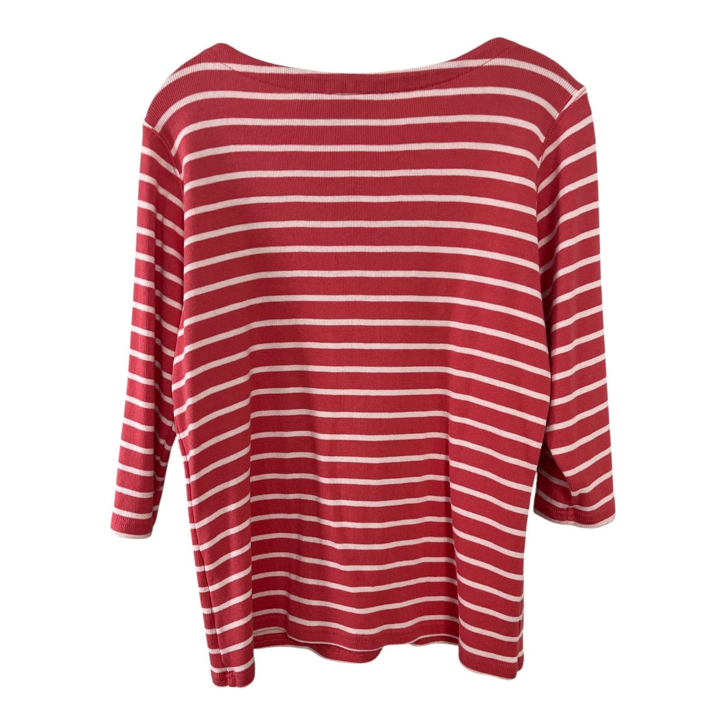 L.L. Bean Women’s Size L Long-Sleeve Boatneck Tee – Deep Coral Stripe