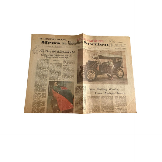 Vintage 1963 Milwaukee Journal Men's & Recreation Section – Antique Auto Edition Newspaper Insert