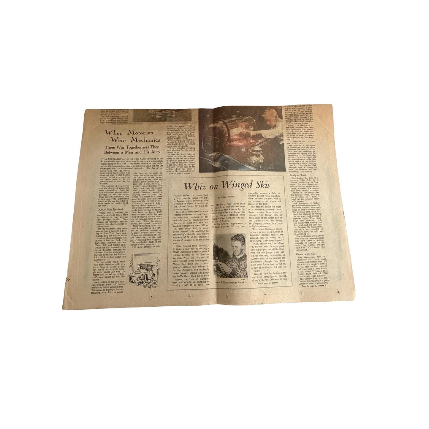 Vintage 1963 Milwaukee Journal Men's & Recreation Section – Antique Auto Edition Newspaper Insert