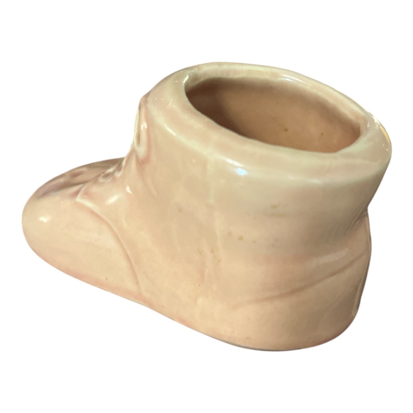 Vintage Ceramic Baby Boot Planter Pink Nursery Vase Mini Shoe Planter