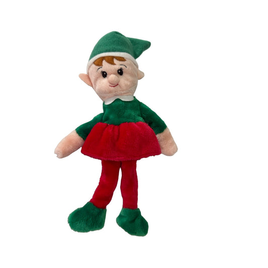 Greenbrier Christmas Girl Elf Plush Doll 12” Red Green Holiday 2015