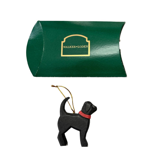 Walker Loden Black Dog Wood Christmas Ornament Red Collar Folk Art in Box