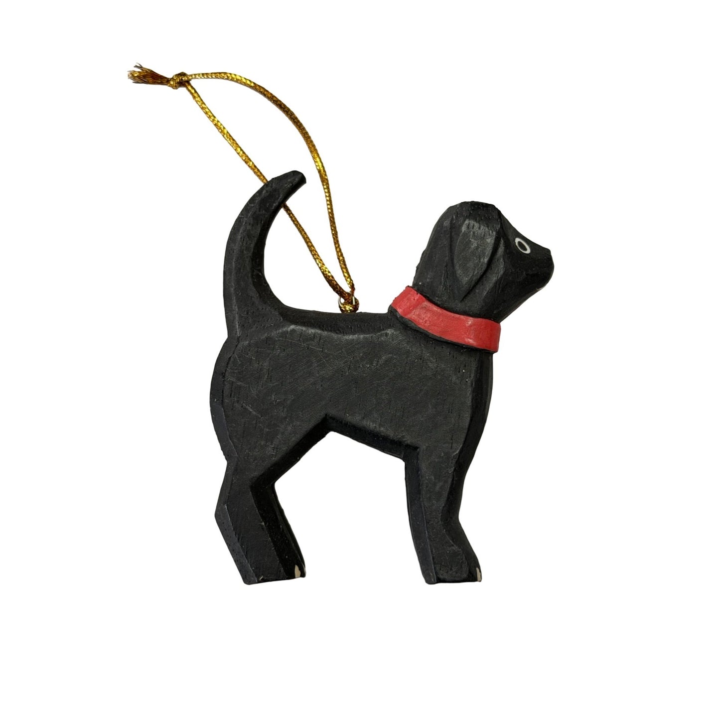 Walker Loden Black Dog Wood Christmas Ornament Red Collar Folk Art in Box