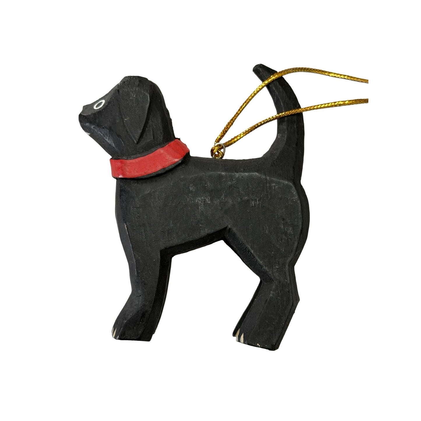 Walker Loden Black Dog Wood Christmas Ornament Red Collar Folk Art in Box