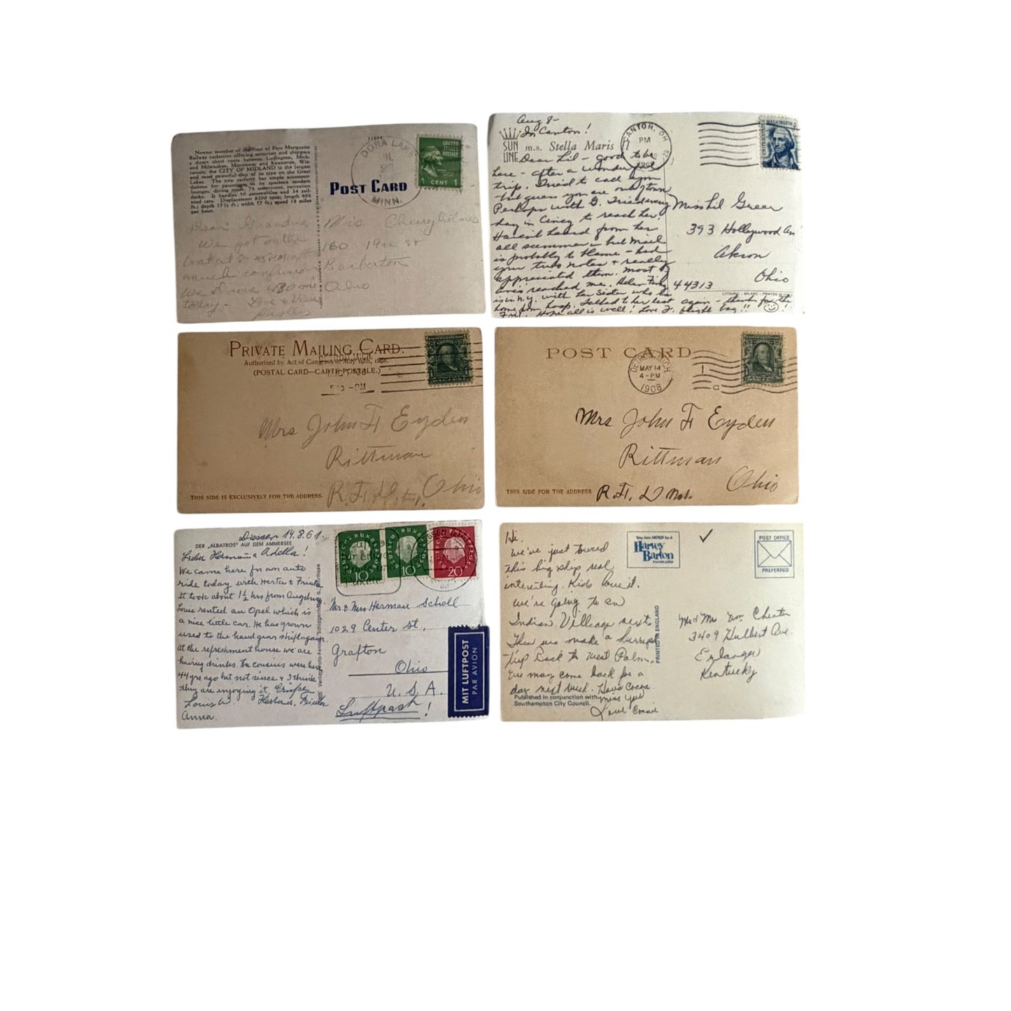 Vintage Ocean Liner & Ship Postcard Collection Lot of 6 Queen Elizabeth Pere Marquette 1908–1961