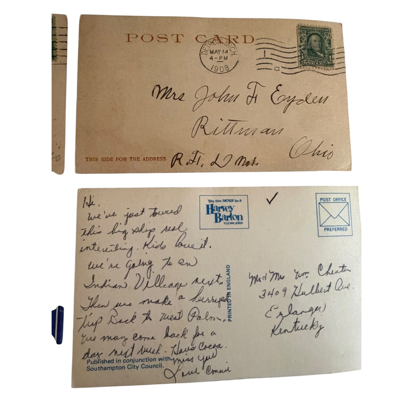 Vintage Ocean Liner & Ship Postcard Collection Lot of 6 Queen Elizabeth Pere Marquette 1908–1961