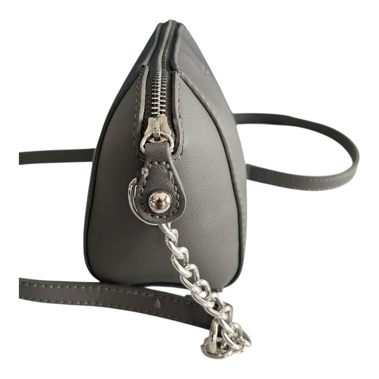 David Jones Paris Gray Crossbody Bag – Faux Leather Chain Strap Purse – 6x9