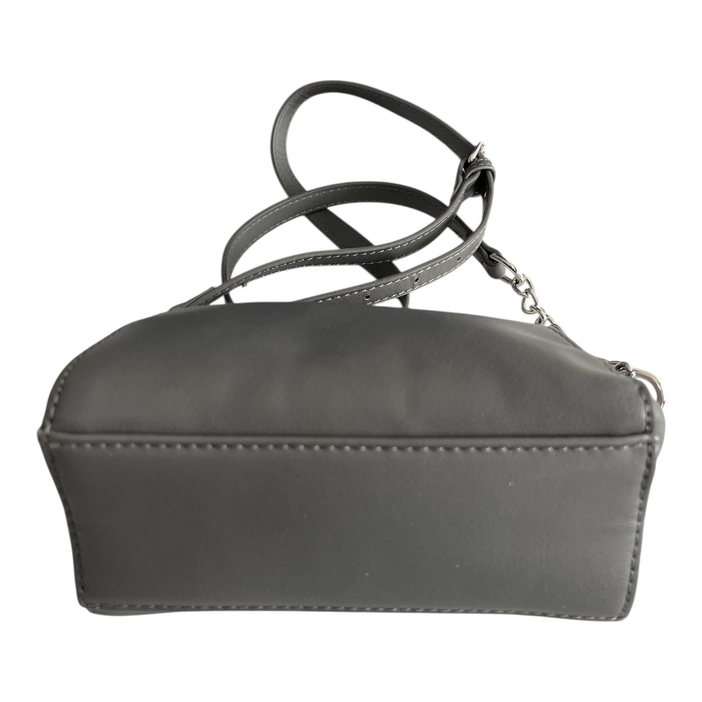 David Jones Paris Gray Crossbody Bag – Faux Leather Chain Strap Purse – 6x9