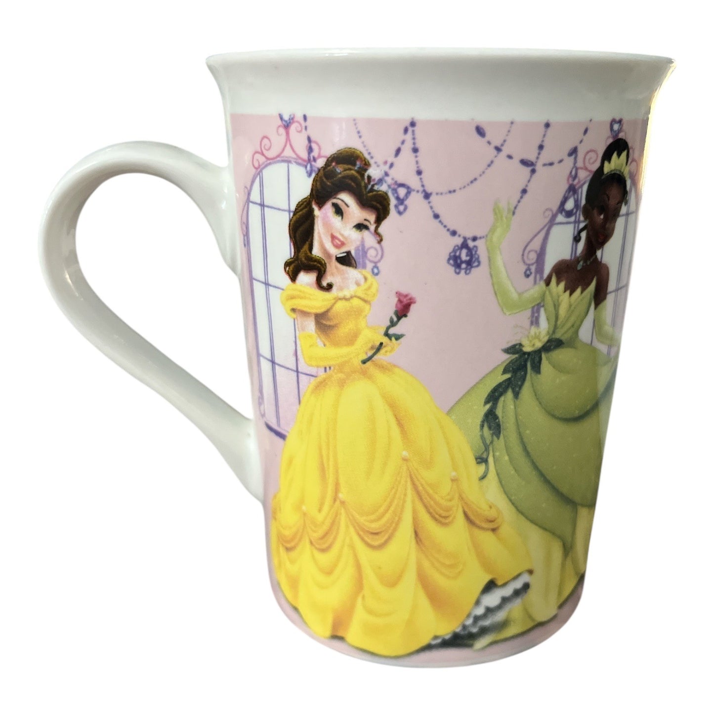 Disney Princess Ceramic Mug With Cinderella Belle Rapunzel & Tiana Graphics Dishwasher & Microwave Safe 10 oz Capacity