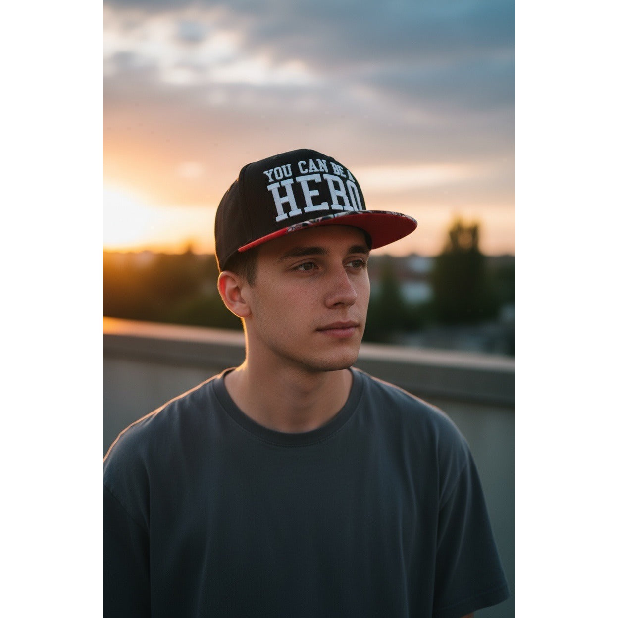 My Hero Academia Snapback Hat “You Can Be a Hero” Anime Cap Black Red Brim