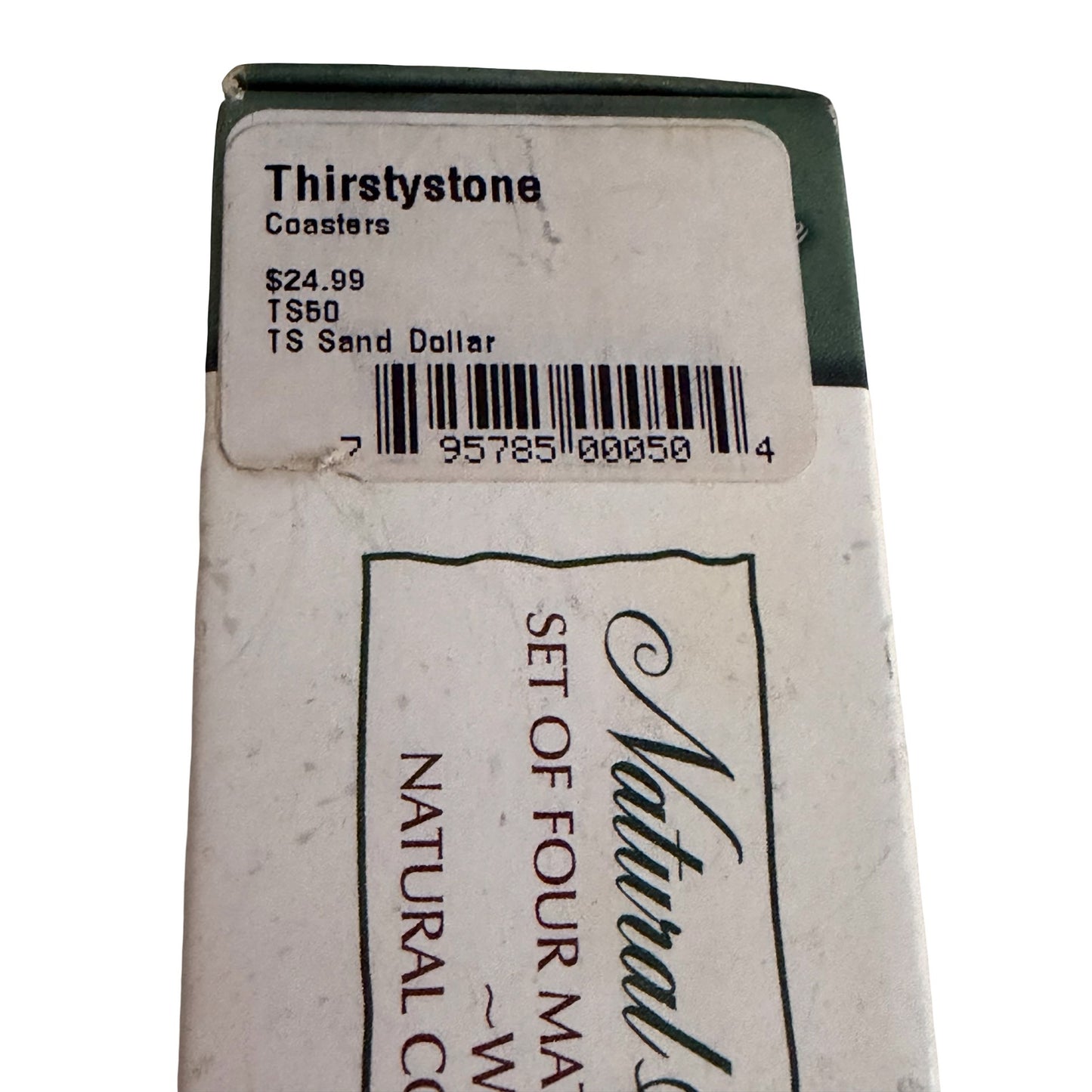 Vintage 2004 Thirstystone Sand Dollar Natural Sandstone Coasters Set of 4 Boxed