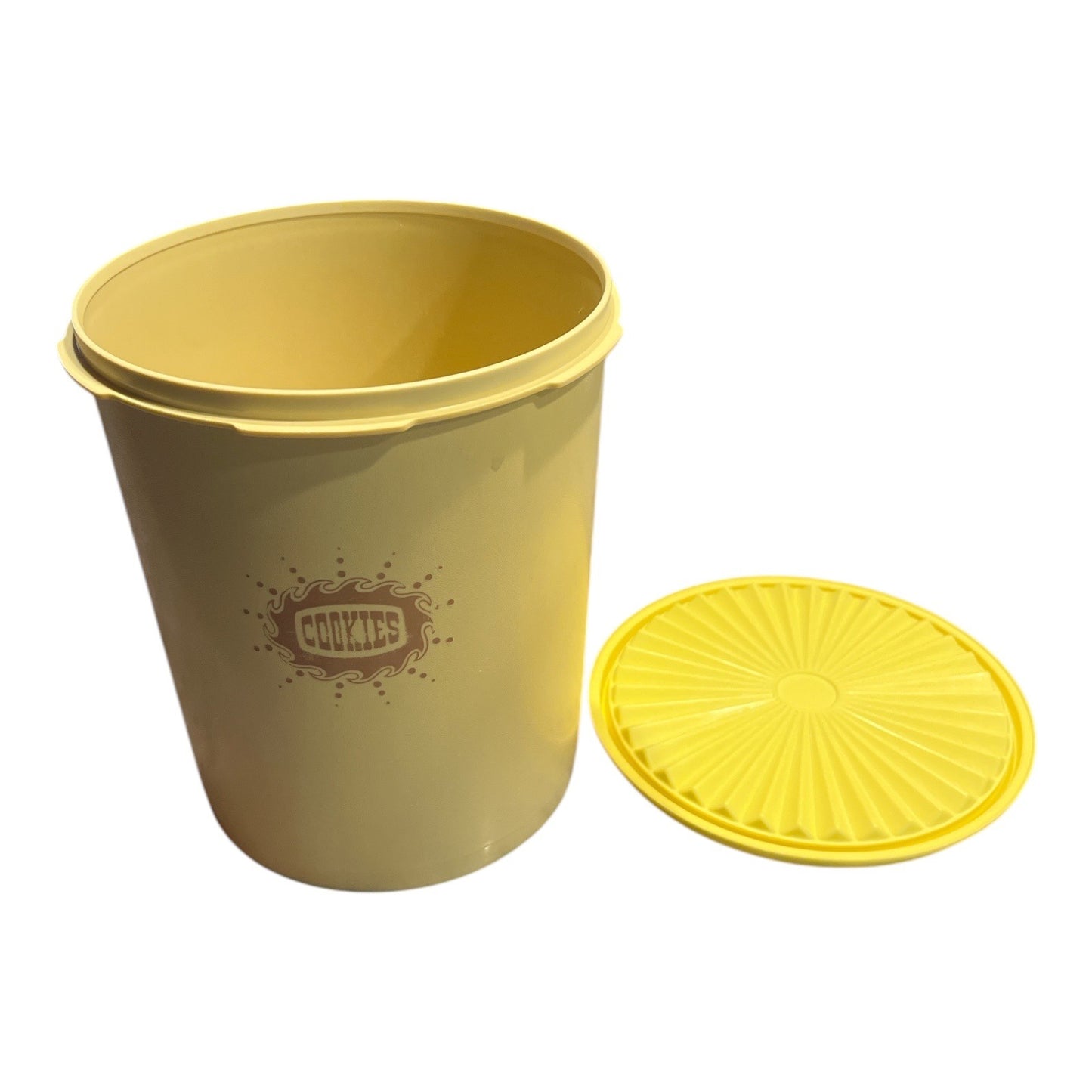 Tupperware Yellow Cookie Canister With Lid 6.5" X 7.5" Vintage Retro Plastic Storage Container