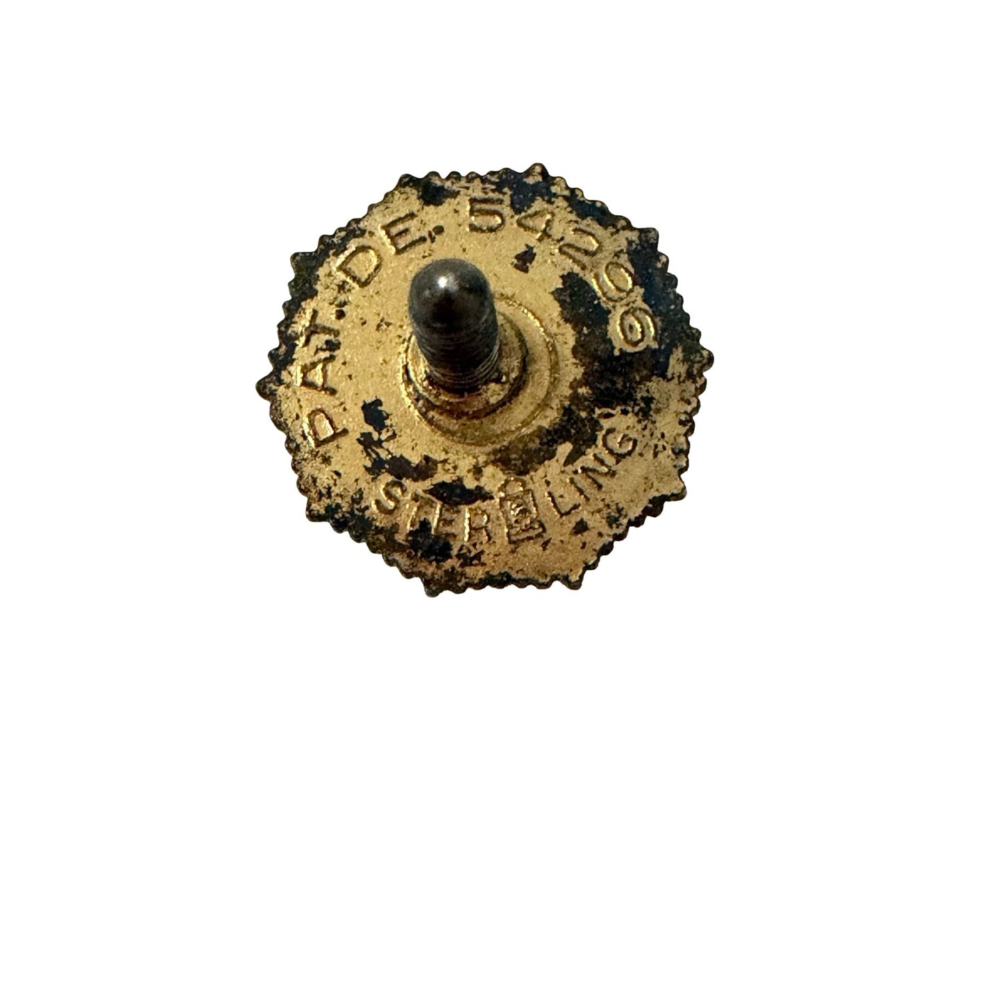 American Legion Screwback Lapel Pin Blue Enamel Gold Tone US Star Sterling PAT'DE JUL 1909