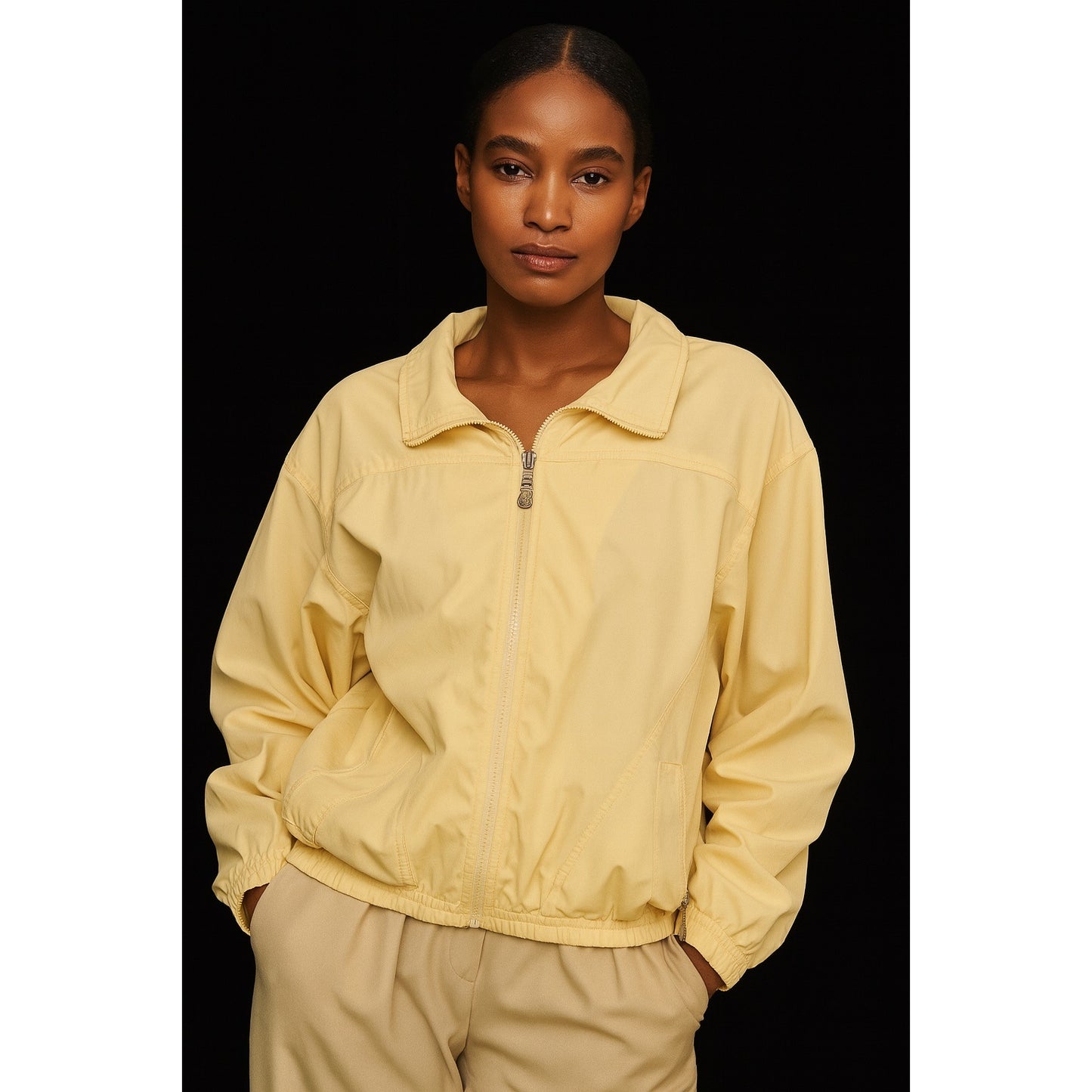 Vintage Koret Sport Women’s Yellow Zip-Up Windbreaker Jacket XL