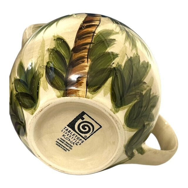 Tabletops Unlimited Kona Palm Tree Creamer Pitcher Hand Painted Tropical Coastal Decor